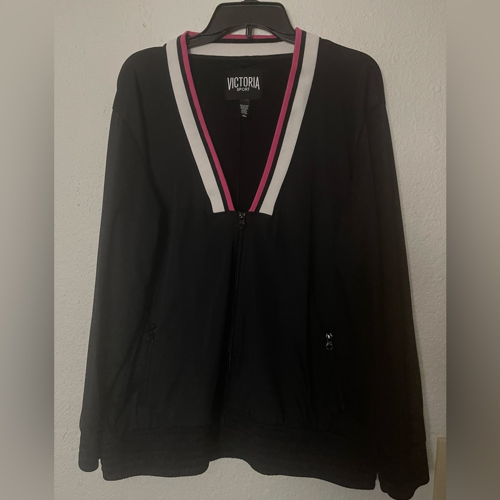 Victoria Sport Black Zip-Up Jacket Sz L